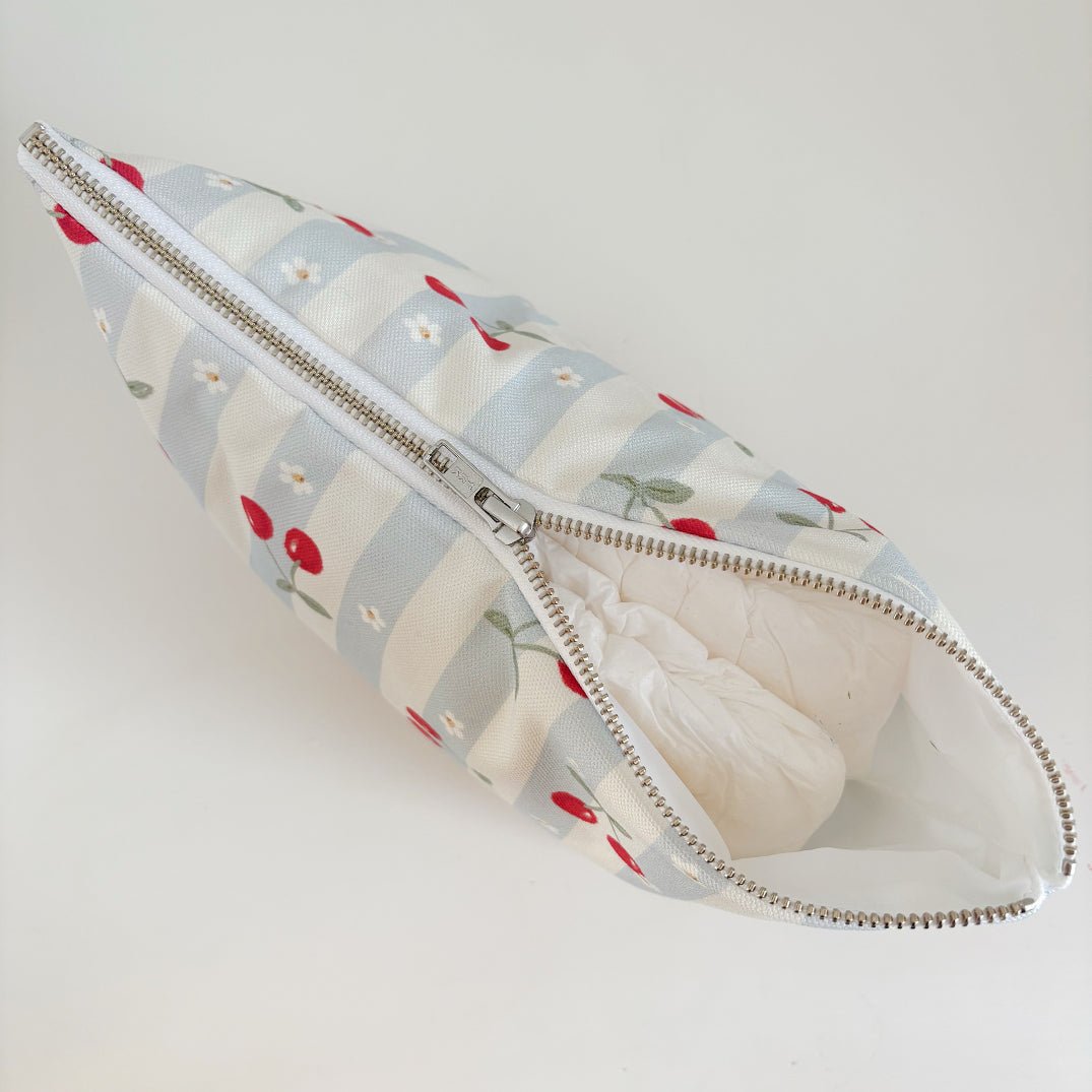 Bobbin and Bumble Nappy Wallet / Bag - Cherry Stripe - Baby&More