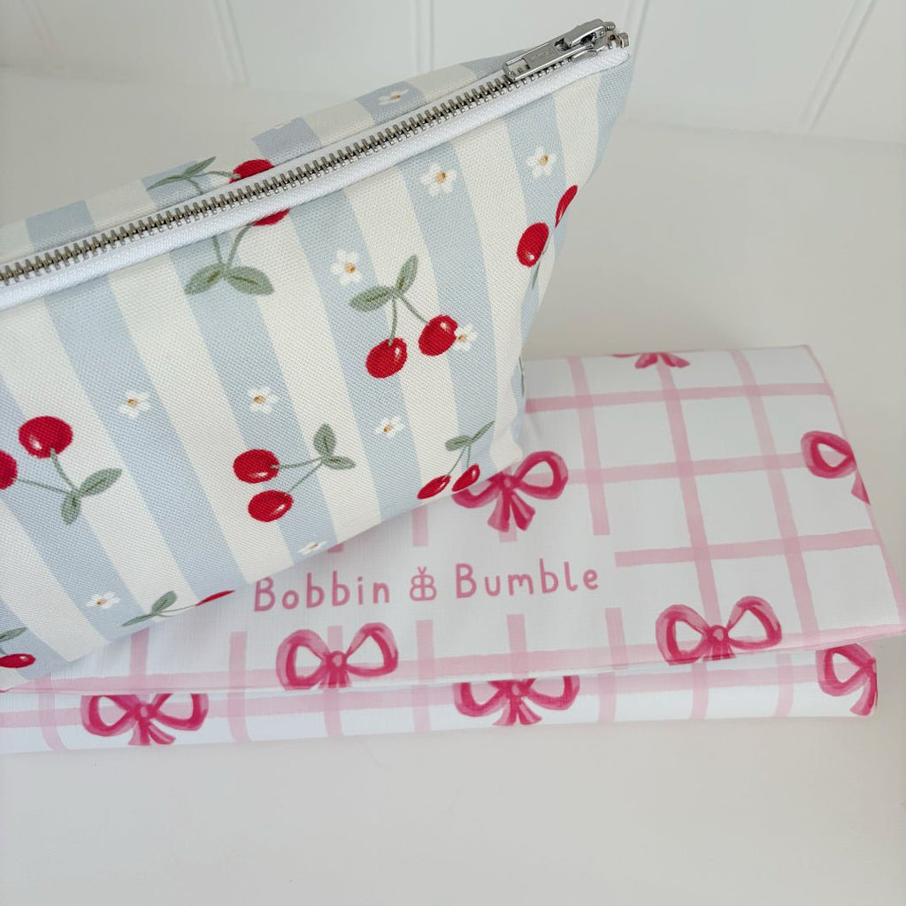 Bobbin and Bumble Nappy Wallet / Bag - Cherry Stripe - Baby&More