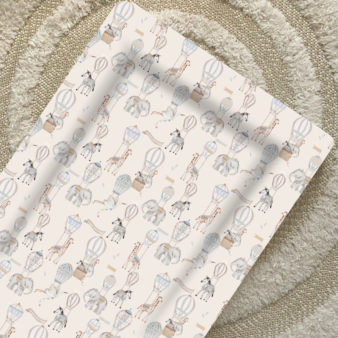 Bobbin and Bumble Standard Changing Mat - Beige Hot Air Balloons Print - Baby&More