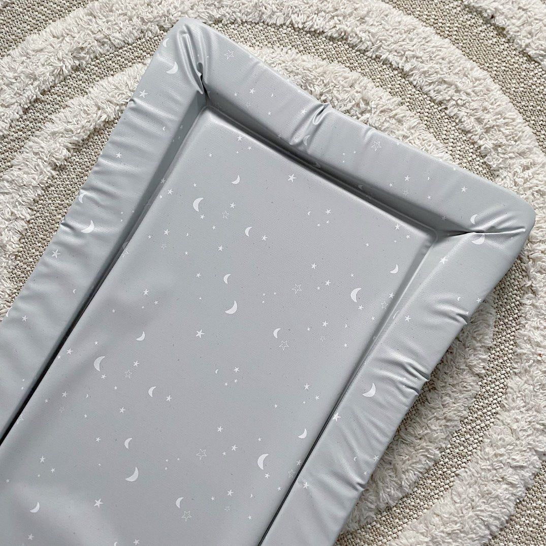 Bobbin and Bumble Standard Changing Mat - Grey/Green Moon and Stars - Baby&More