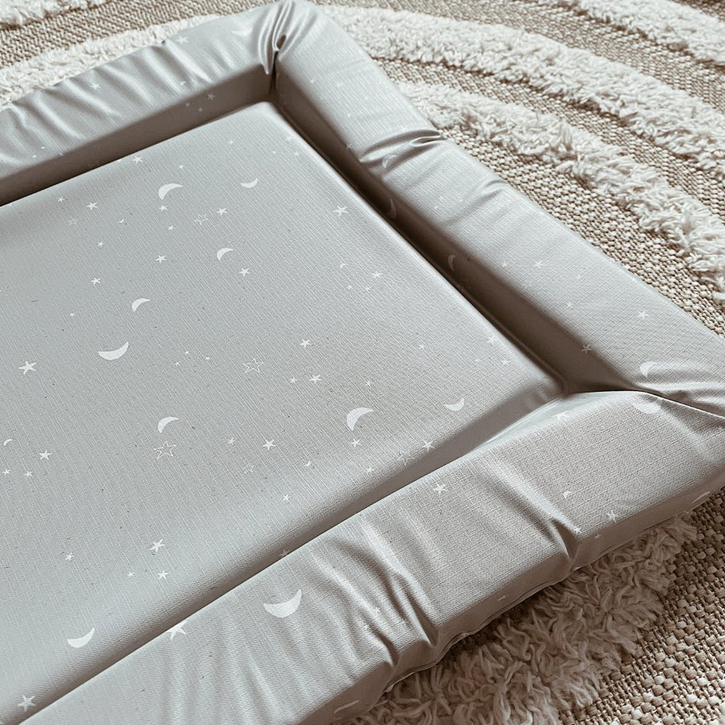 Bobbin and Bumble Standard Changing Mat - Grey/Green Moon and Stars - Baby&More
