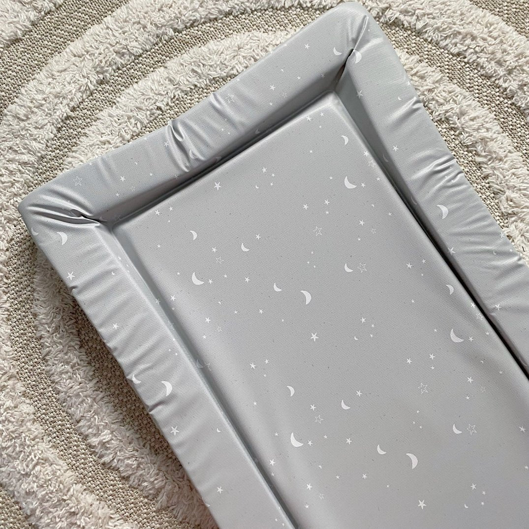 Bobbin and Bumble Standard Changing Mat - Grey/Green Moon and Stars - Baby&More