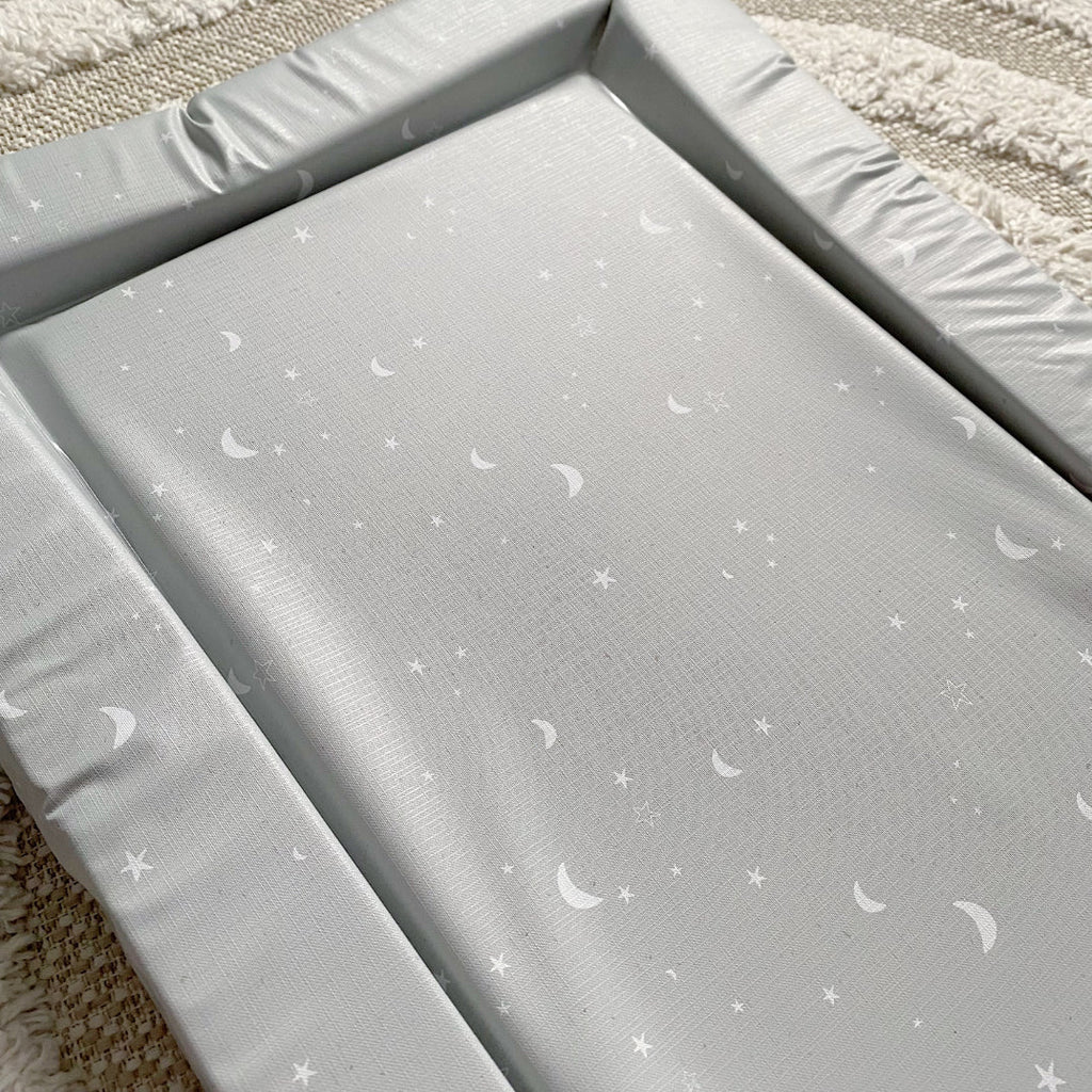 Bobbin and Bumble Standard Changing Mat - Grey/Green Moon and Stars - Baby&More