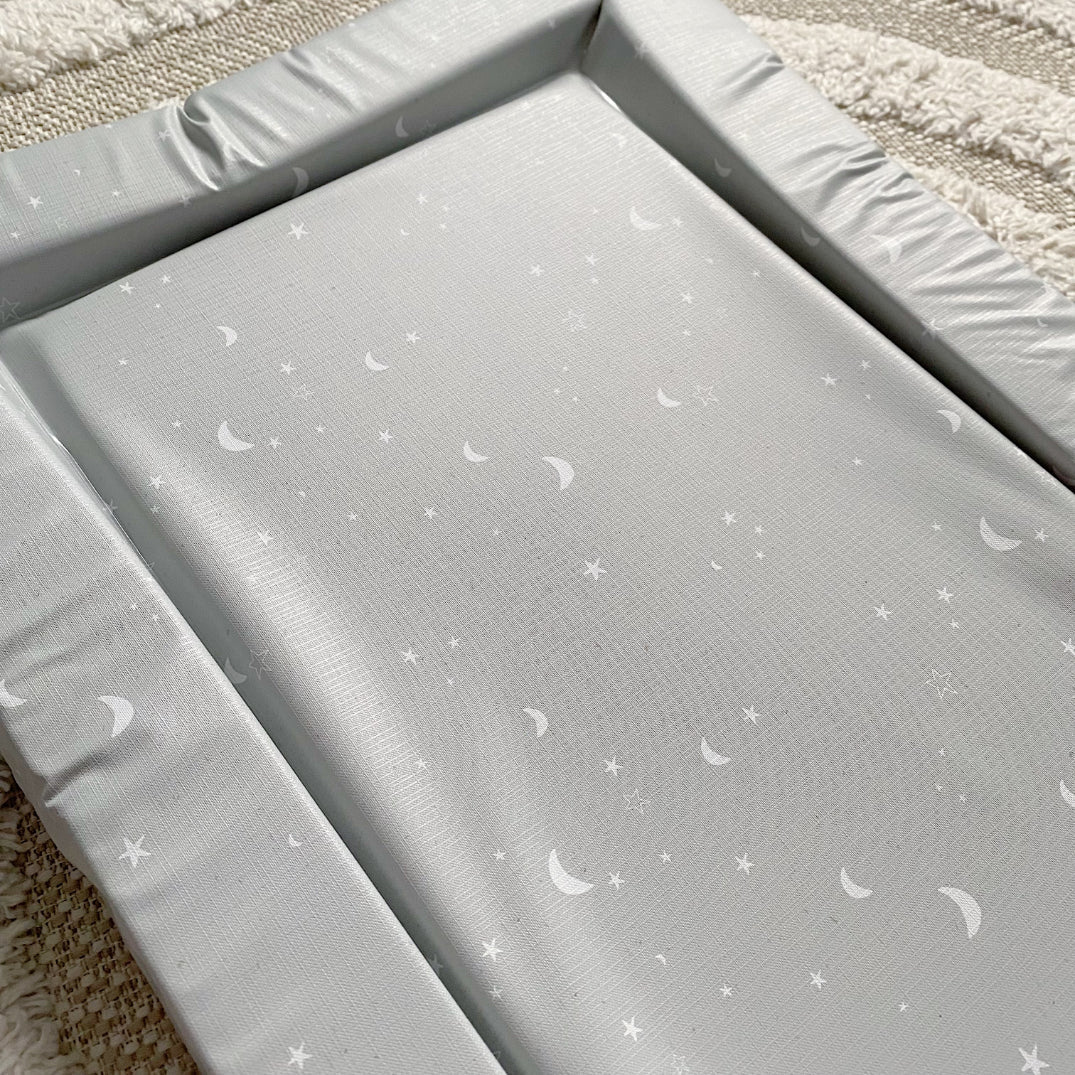Bobbin and Bumble Standard Changing Mat - Grey/Green Moon and Stars - Baby&More