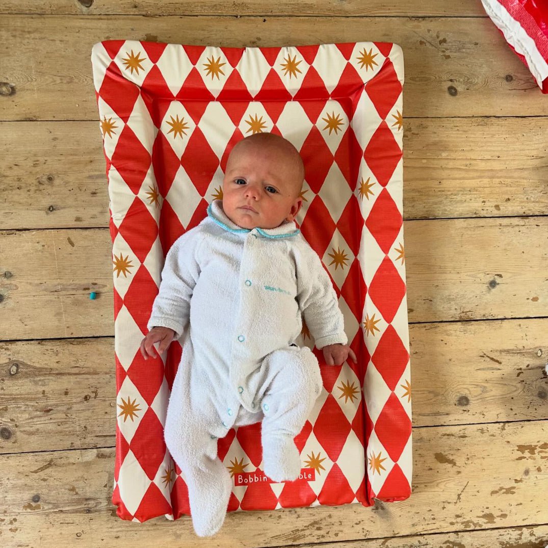 Bobbin and Bumble Standard Changing Mat - Red Harlequin - Baby&More