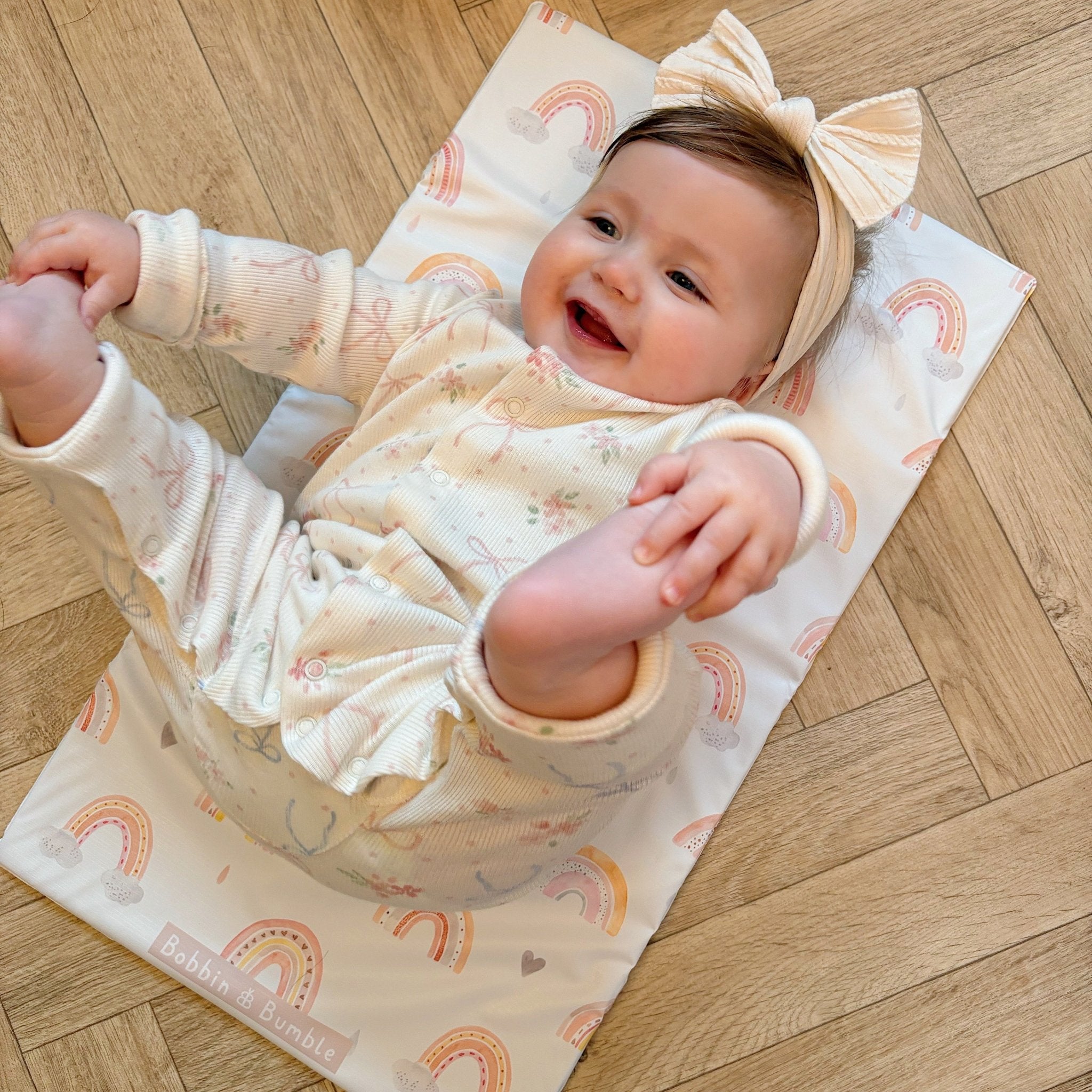 Bobbin and Bumble Travel Changing Mat - Pink Rainbow - Baby&More