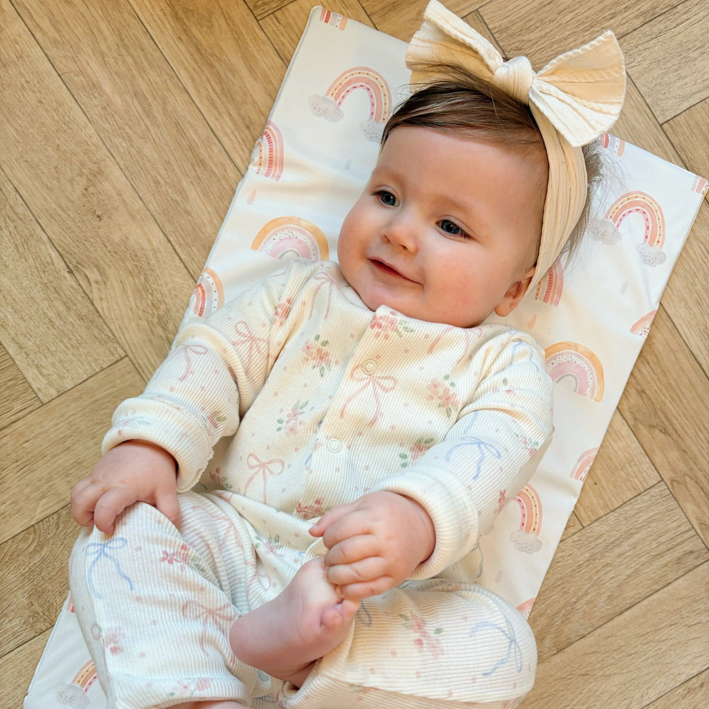 Bobbin and Bumble Travel Changing Mat - Pink Rainbow - Baby&More