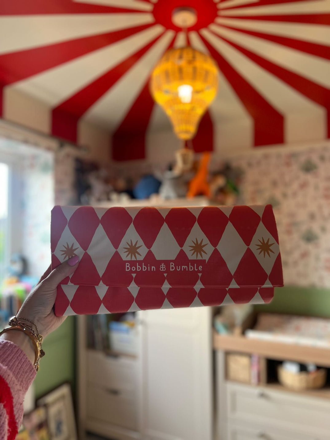 Bobbin and Bumble Travel Changing Mat - Red Harlequin - Baby&More