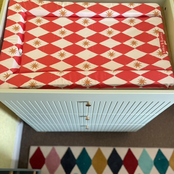 Bobbin and Bumble Standard Changing Mat - Red Harlequin