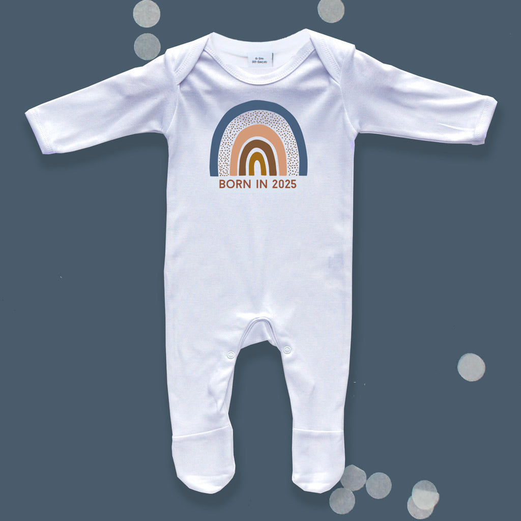 Born In 2025 Boho Rainbow Baby Sleepsuit - 0-3 months