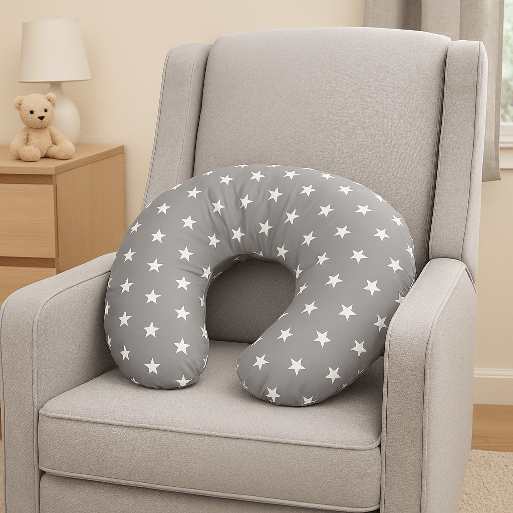 Breast Feeding Maternity Nursing Pillow - Grey with Stars - Baby&More