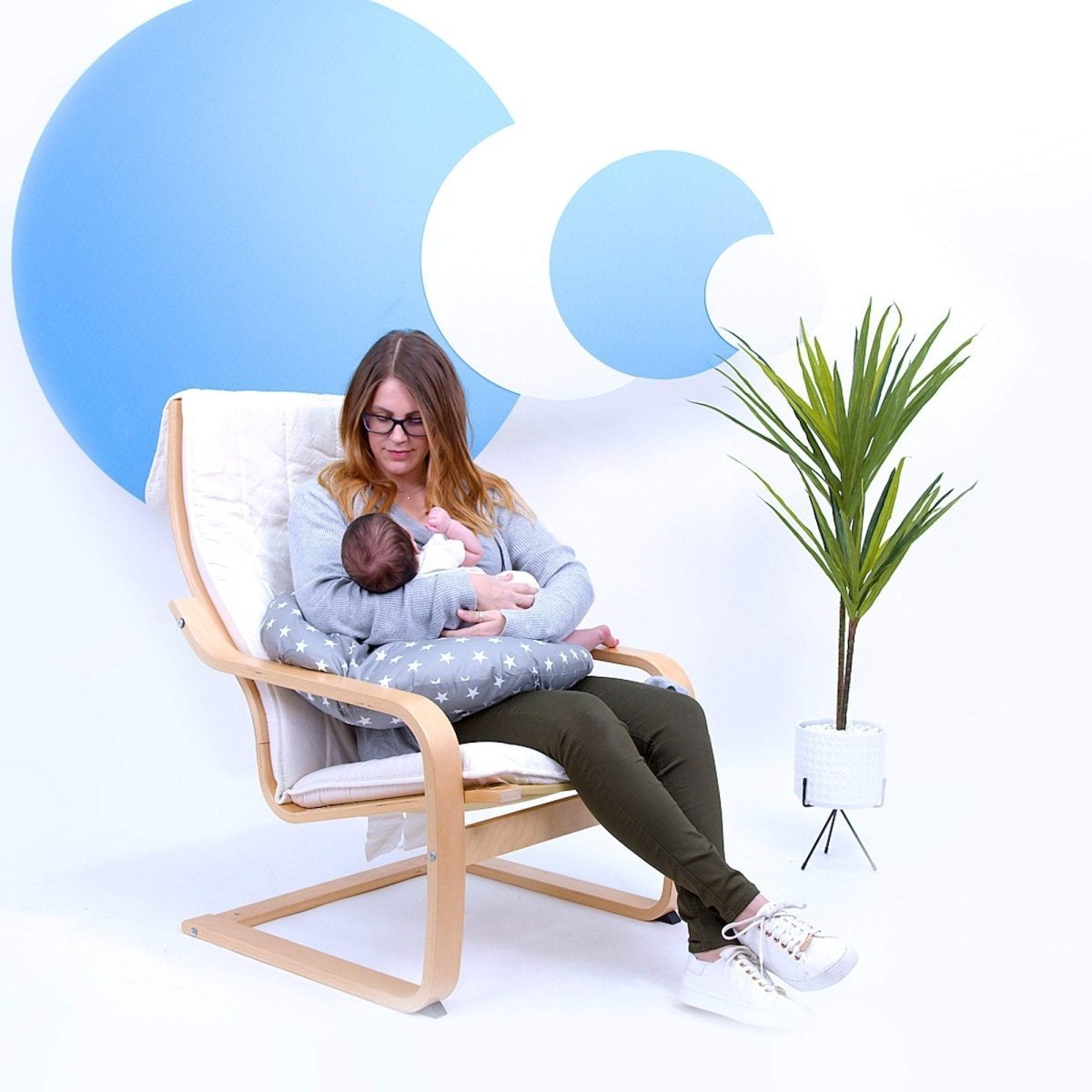 Breast Feeding Nursing Pillow - Grey with Stars (COVER ONLY) - Baby&More