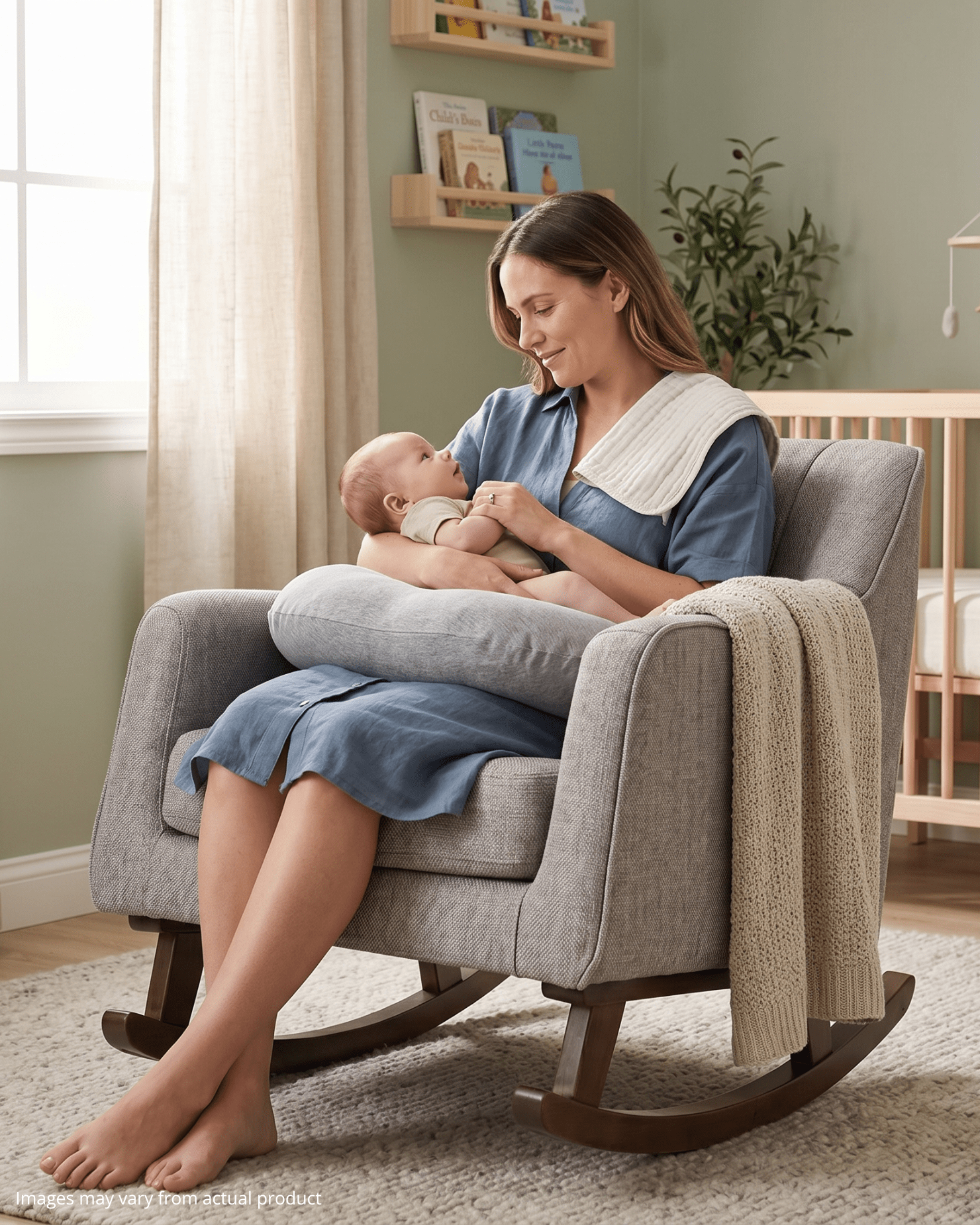 Bristam Nursery Rocking Chair - Grey & Walnut - Baby&More
