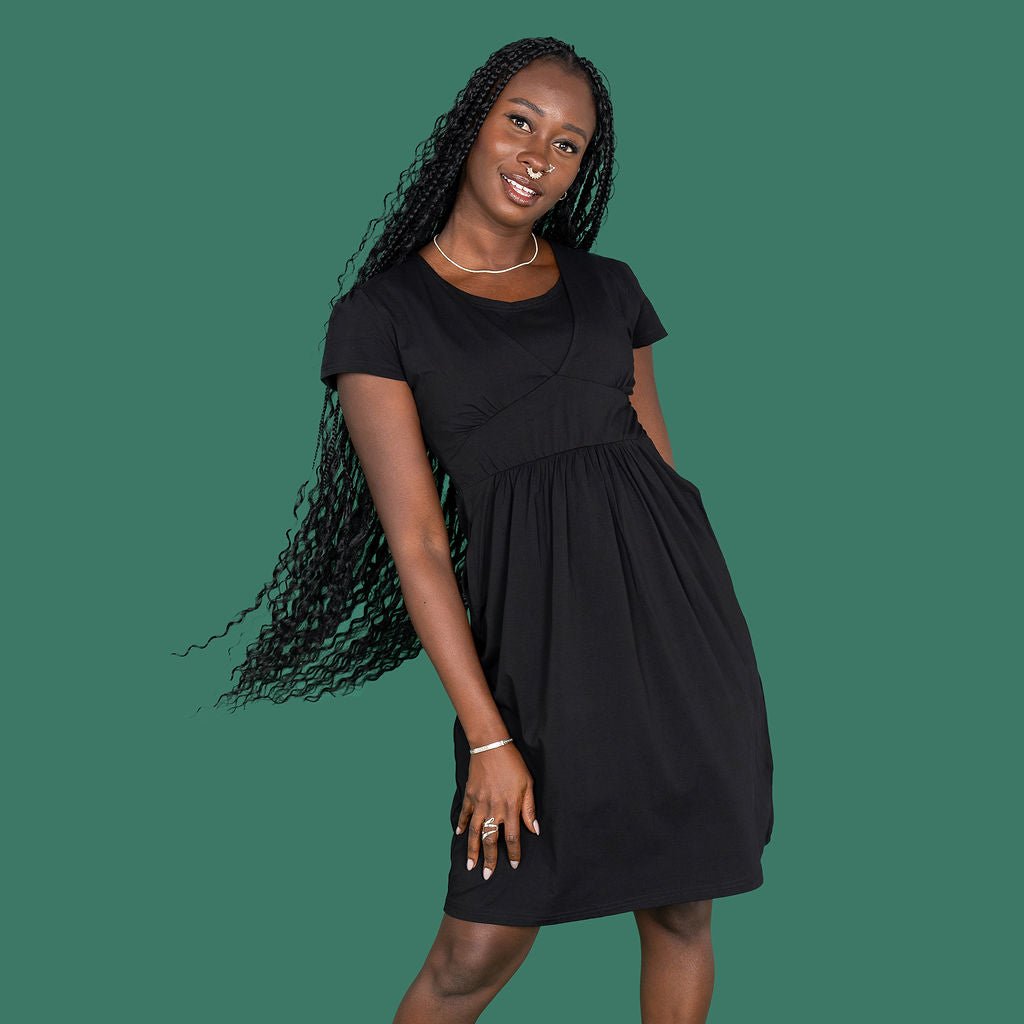 The Cotton Breastfeeding Dress - Classic Black