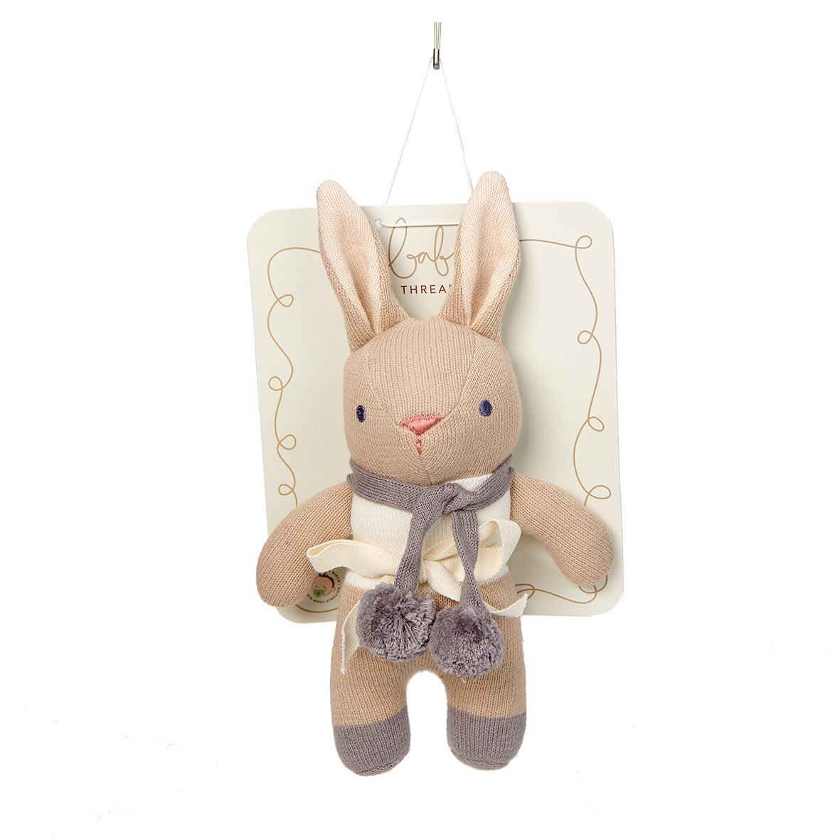 ThreadBear Design Baby Threads Taupe Bunny Rattle