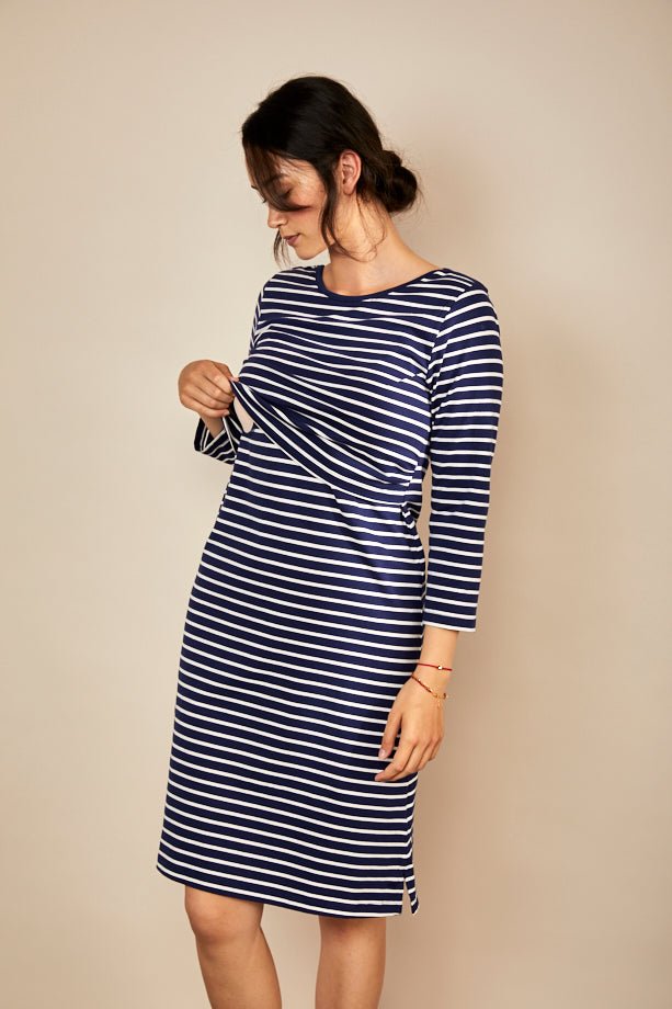 BShirt Nursing dress - Navy with White Stripes - Baby&More