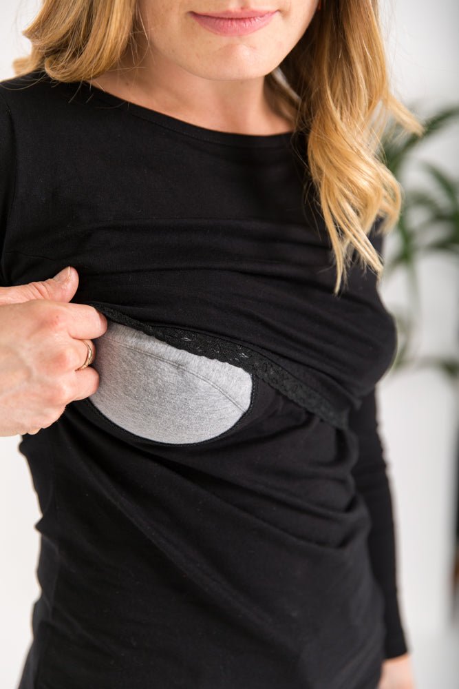 Bshirt Nursing Long Sleeved T-shirt (with lace) - Black - Baby&More