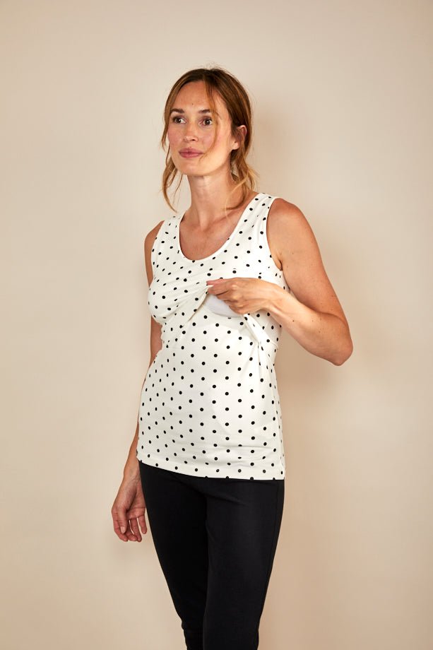 Bshirt Nursing Vest - White with Black Spots - Baby&More