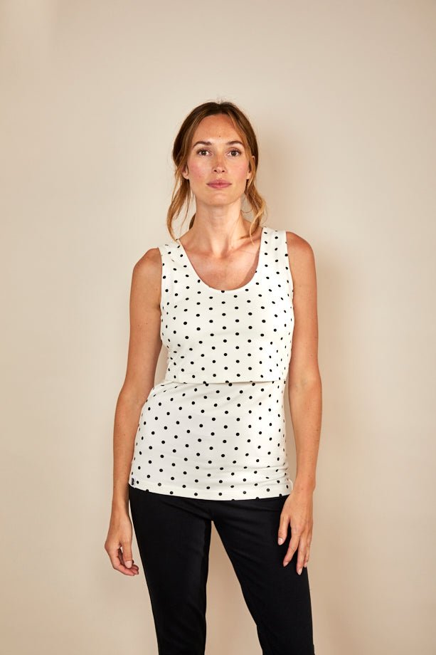 Bshirt Nursing Vest - White with Black Spots - Baby&More