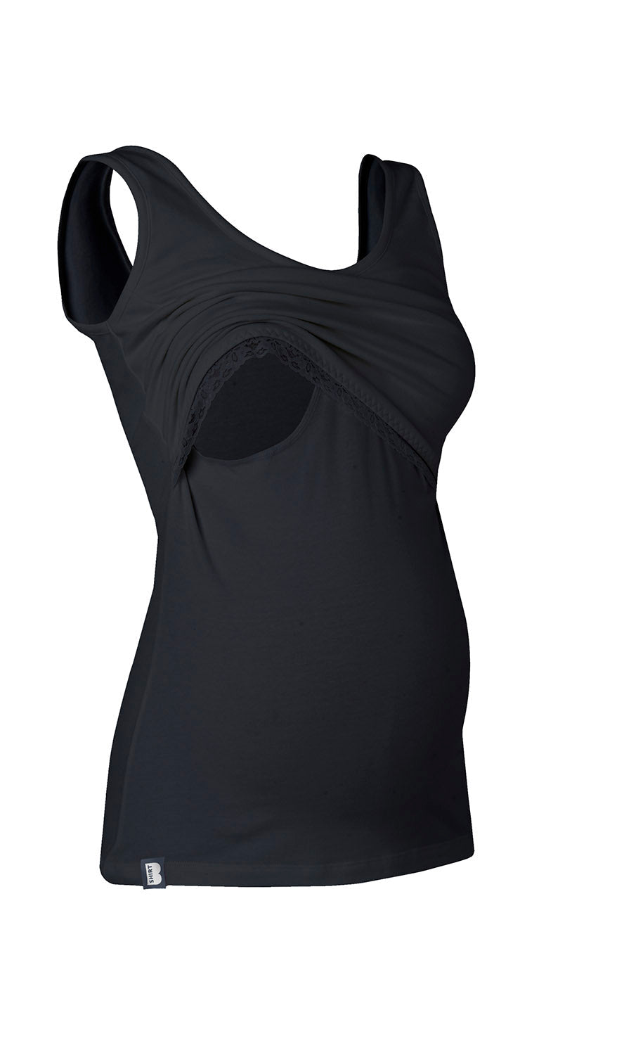 BShirt Nursing Vest (with lace) - Black - Baby&More