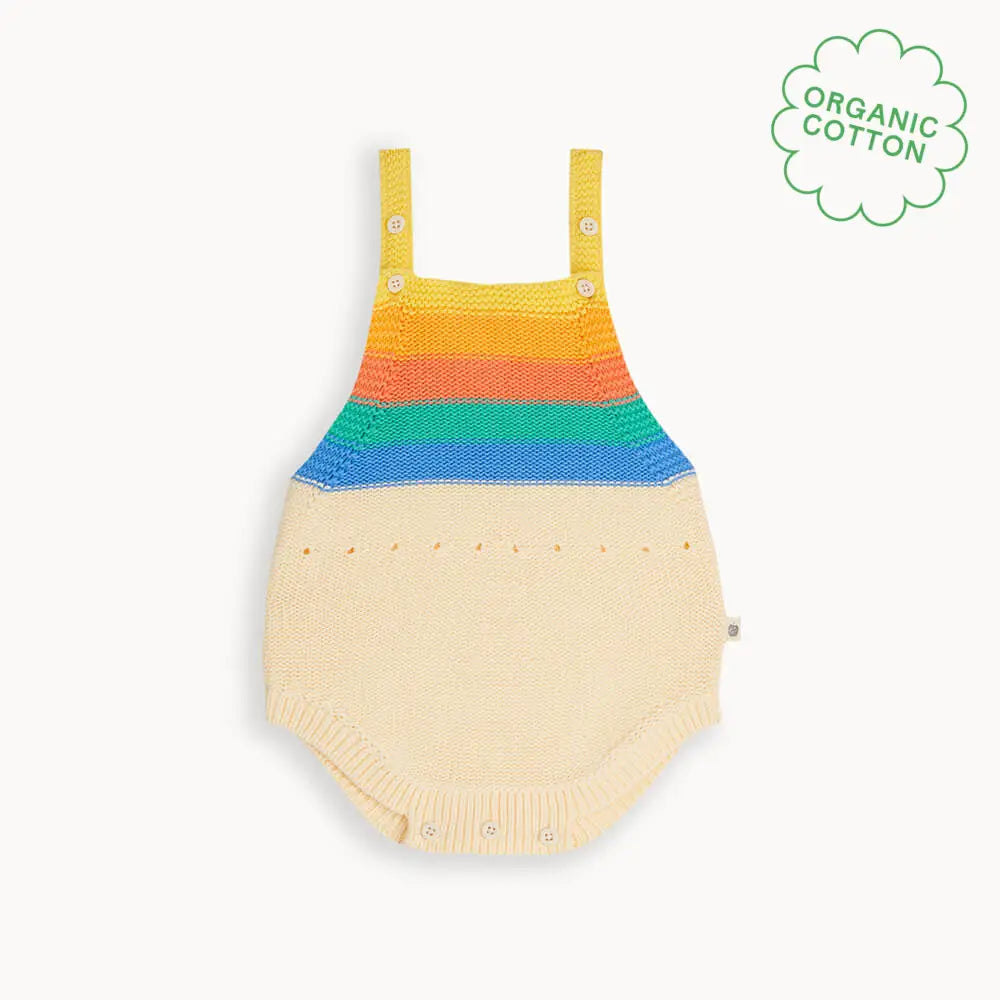 The bonniemob Rainbow Stripe Organic Knit Baby Romper