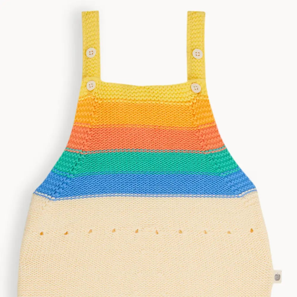 The bonniemob Rainbow Stripe Organic Knit Baby Romper