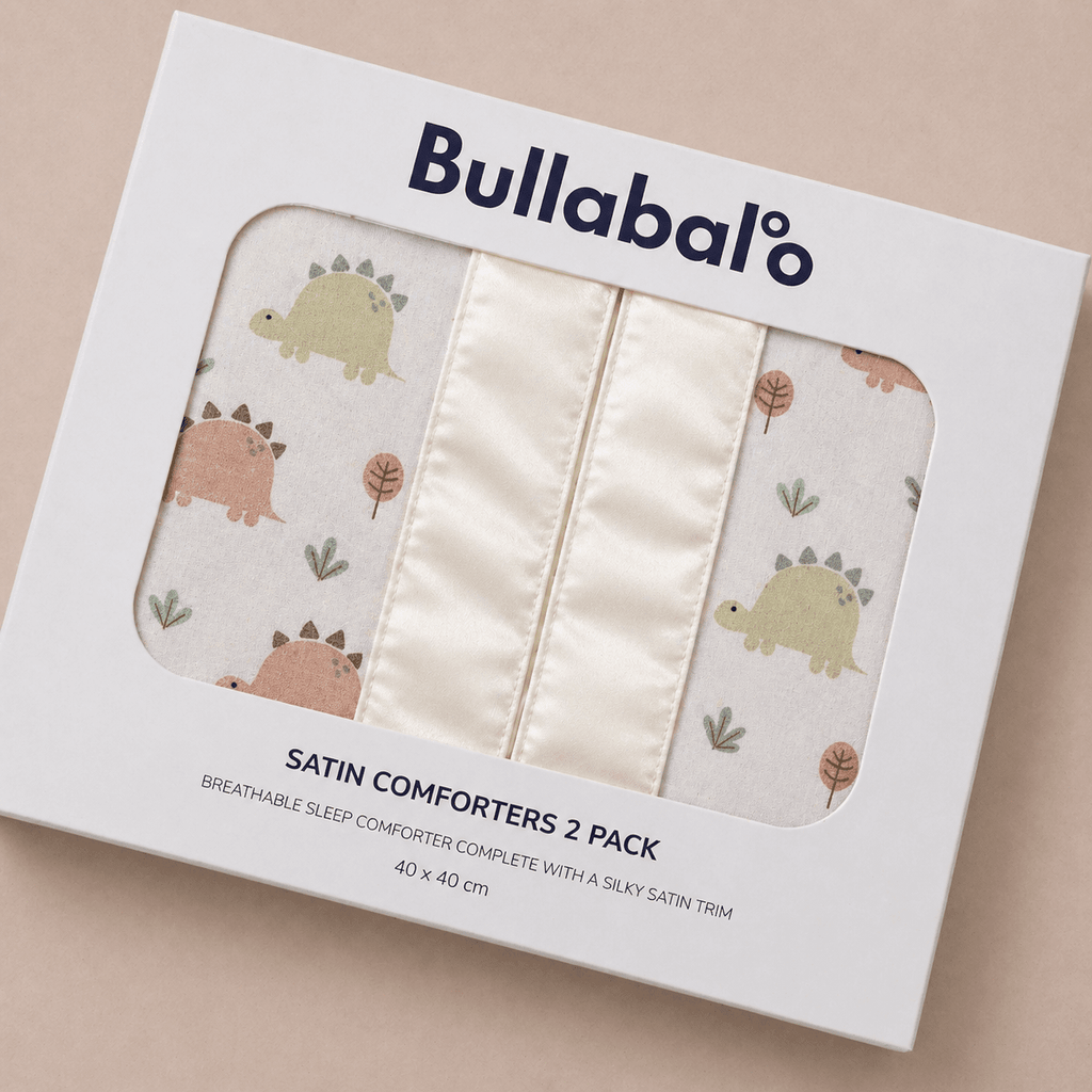 Bullabaloo Dinosaur Comforter Blanket - Off White Satin - 2 Pack - Baby&More