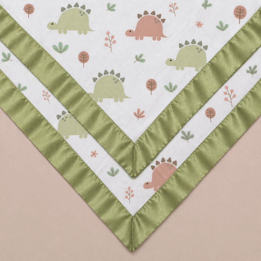 Bullabaloo Dinosaur Comforter Blanket - Sage Satin - 2 Pack - Baby&More