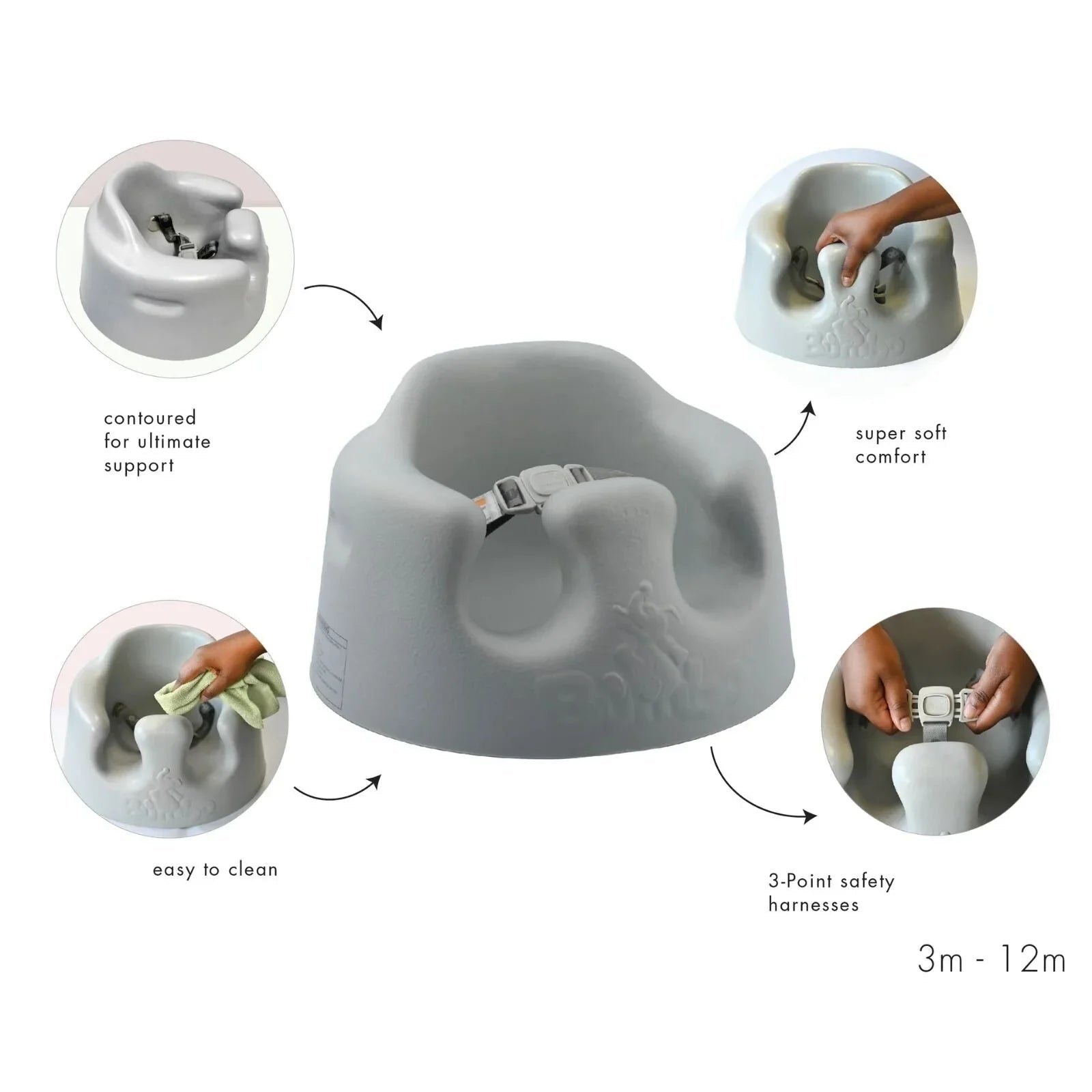 Bumbo Floor Seat 3 - 12 months - Cool Grey - Baby&More