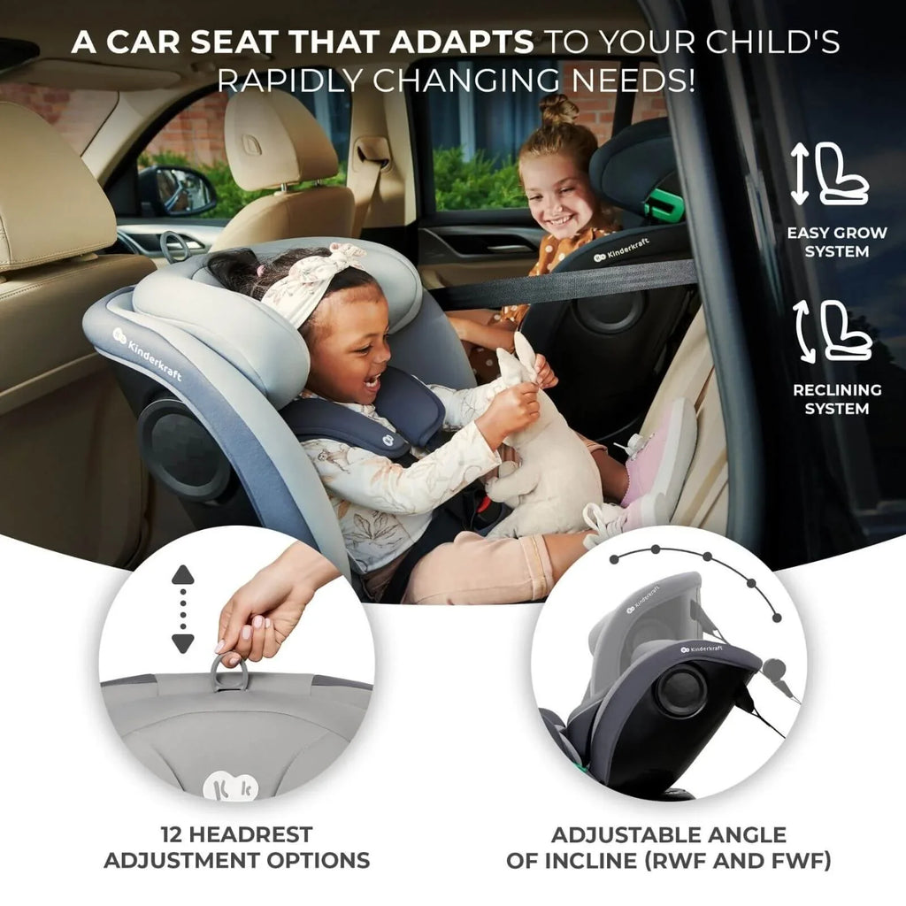 Kinderkraft i-Grow i-Size Car Seat Group 0+/1/2/3 (Birth to 12 Years) - Black