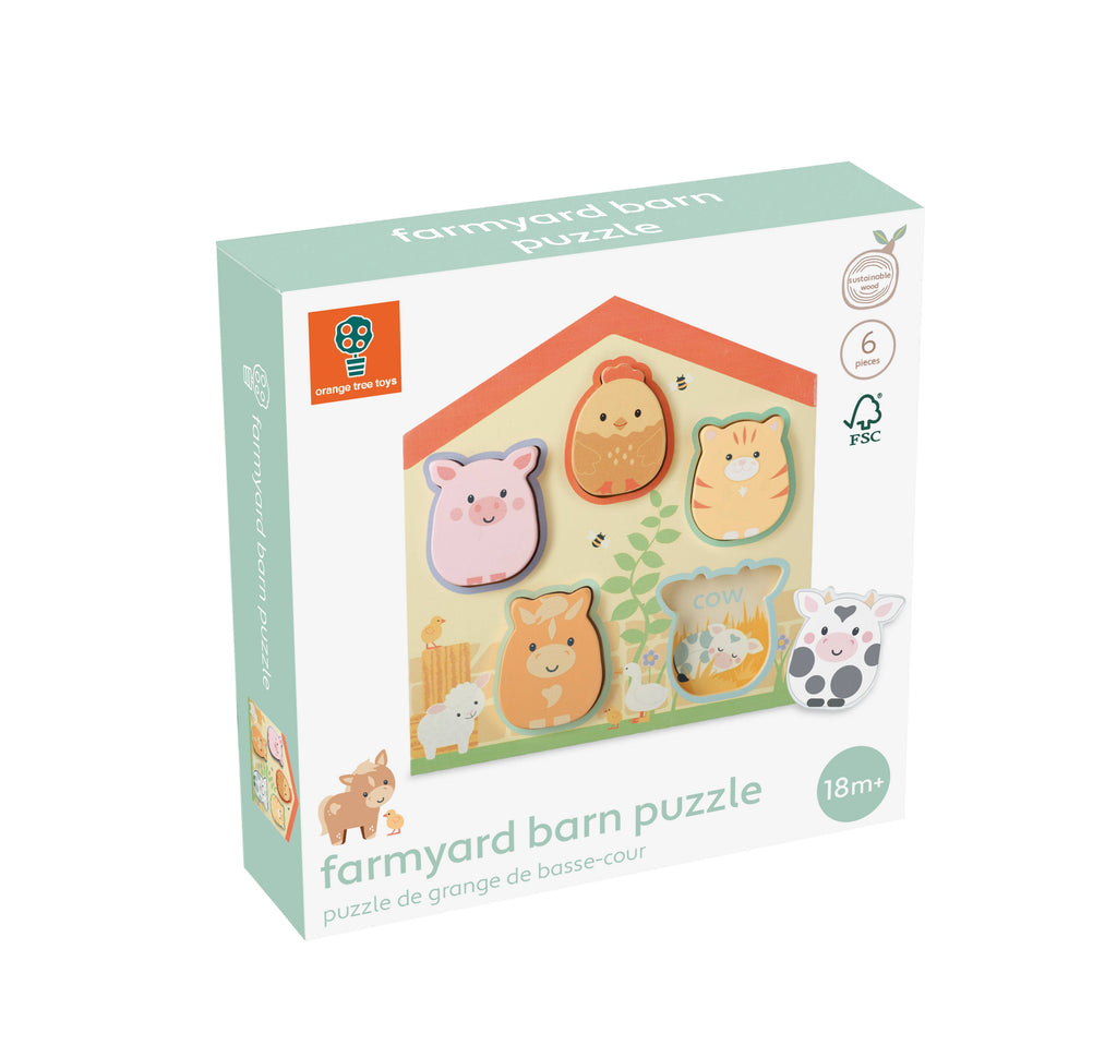 Orange Tree Toys - Farmyard Wooden Barn Shape Puzzle