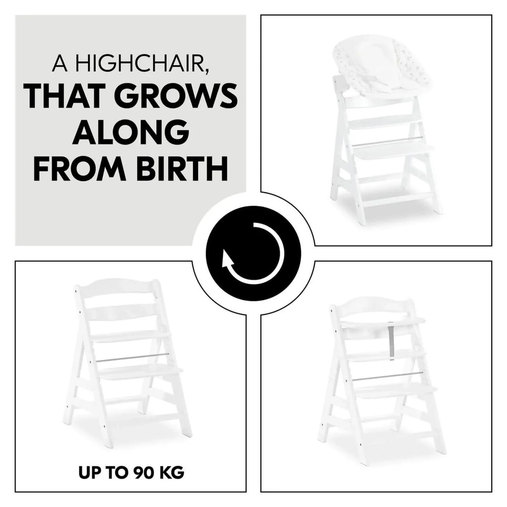 Hauck Alpha+ Wooden Highchair - White