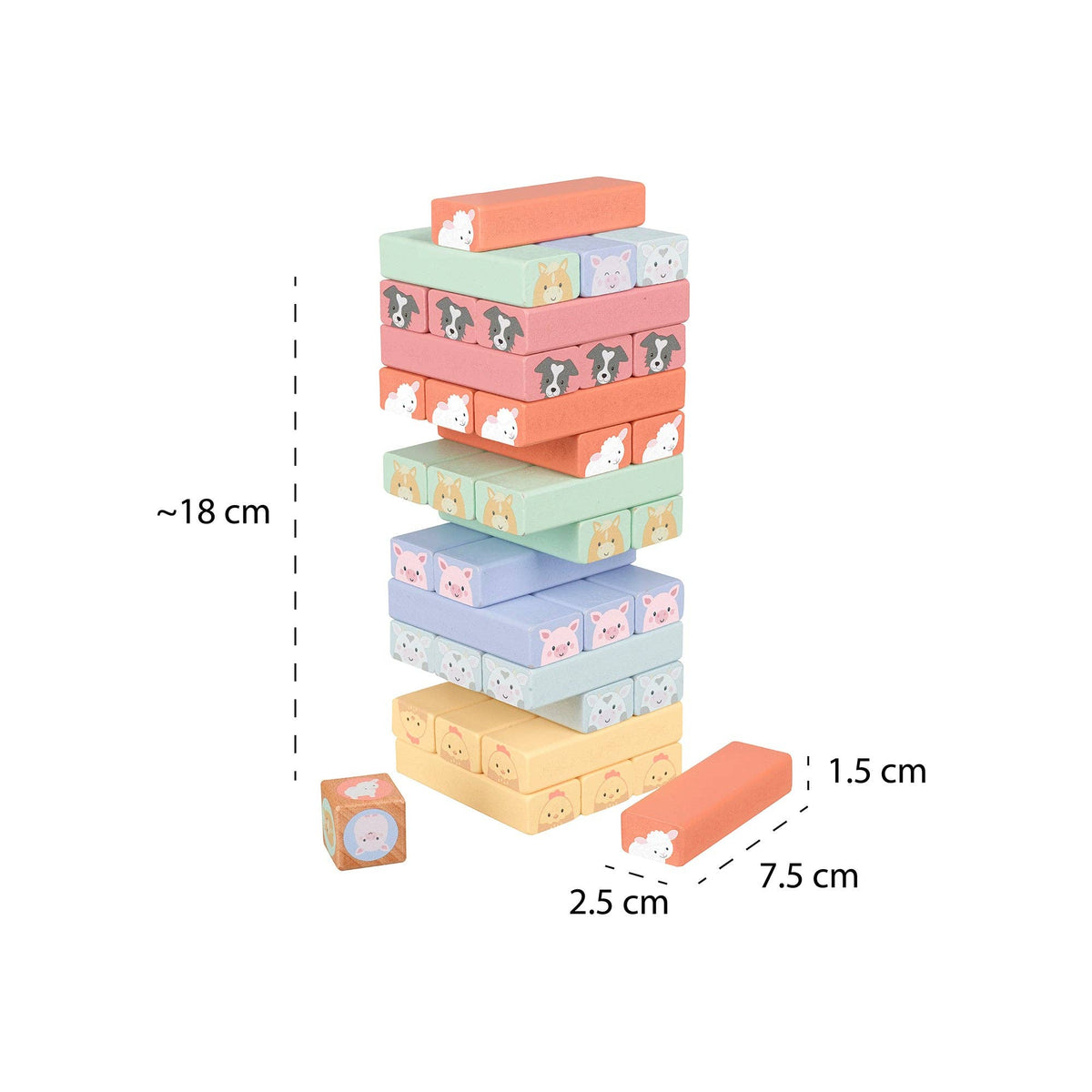 Orange Tree Toys - Farmyard Wooden Animal Tumbling Tower