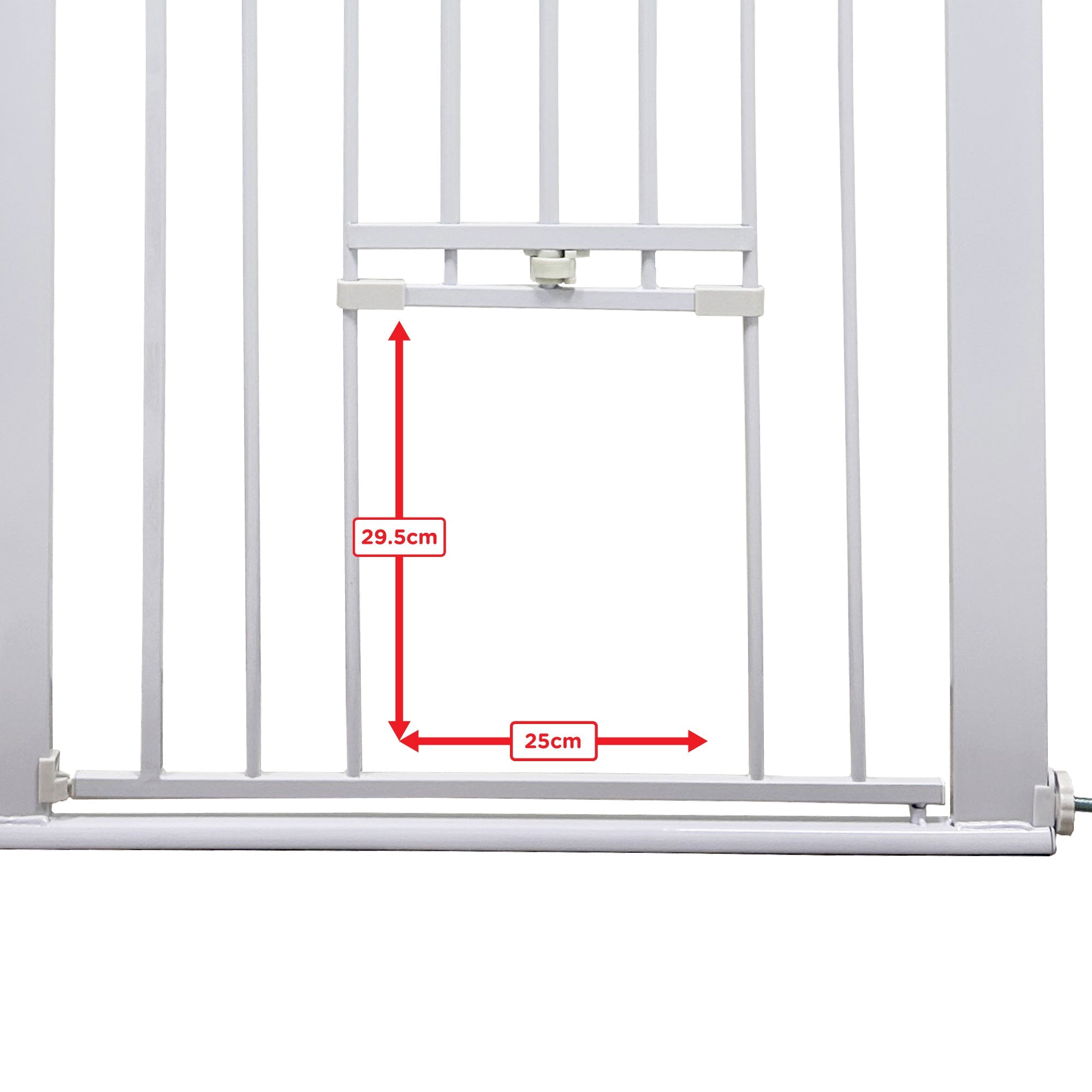 Callowesse Akita Extra Tall Baby & Pet Pressure Fit Door & Stair Safety Gate with Pet Opening | 75 - 82cm x H99cm - White - Baby&More