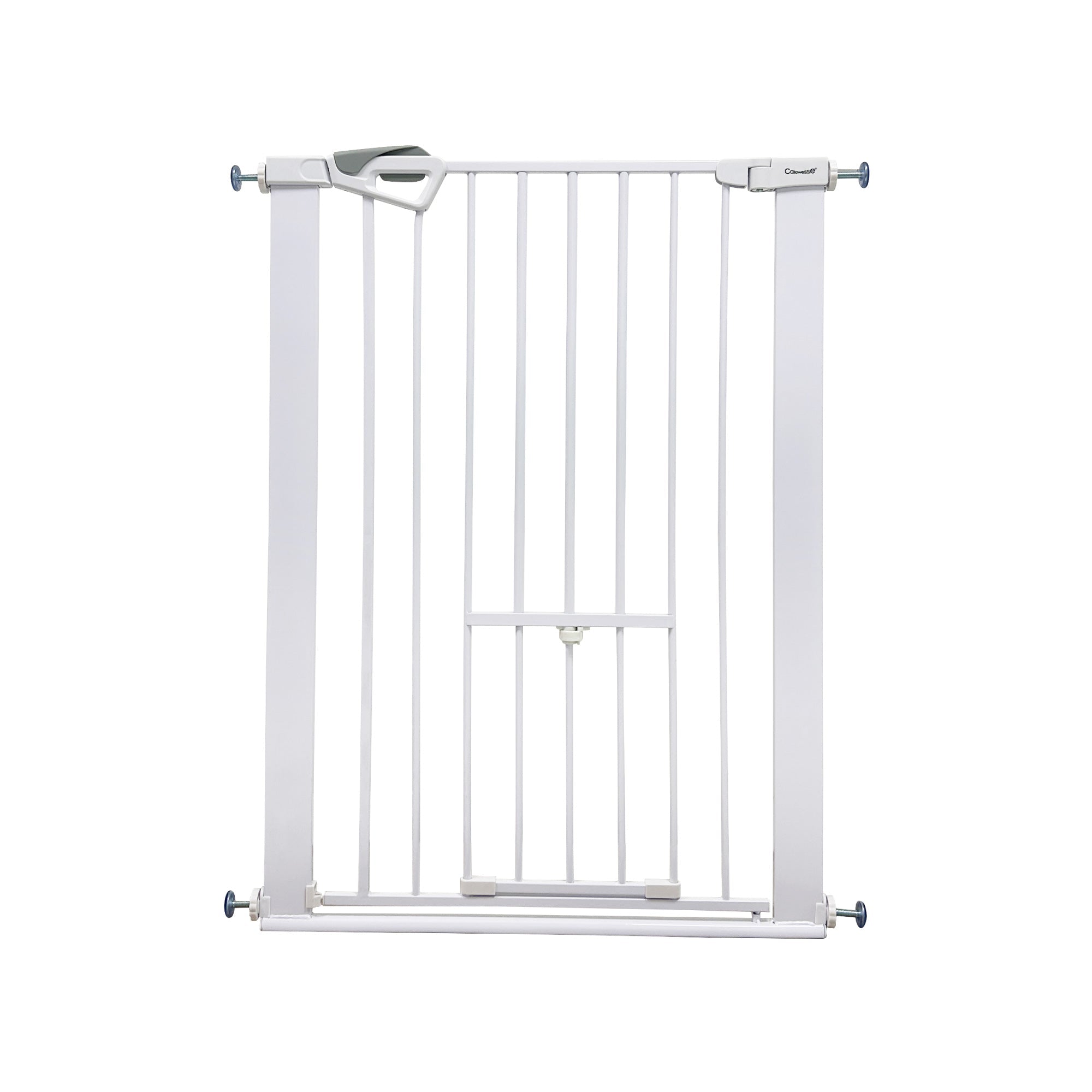 Callowesse Akita Extra Tall Baby & Pet Pressure Fit Door & Stair Safety Gate with Pet Opening | 75 - 82cm x H99cm - White - Baby&More
