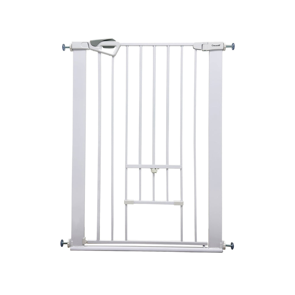 Callowesse Akita Extra Tall Baby & Pet Pressure Fit Door & Stair Safety Gate with Pet Opening | 75 - 82cm x H99cm - White - Baby&More