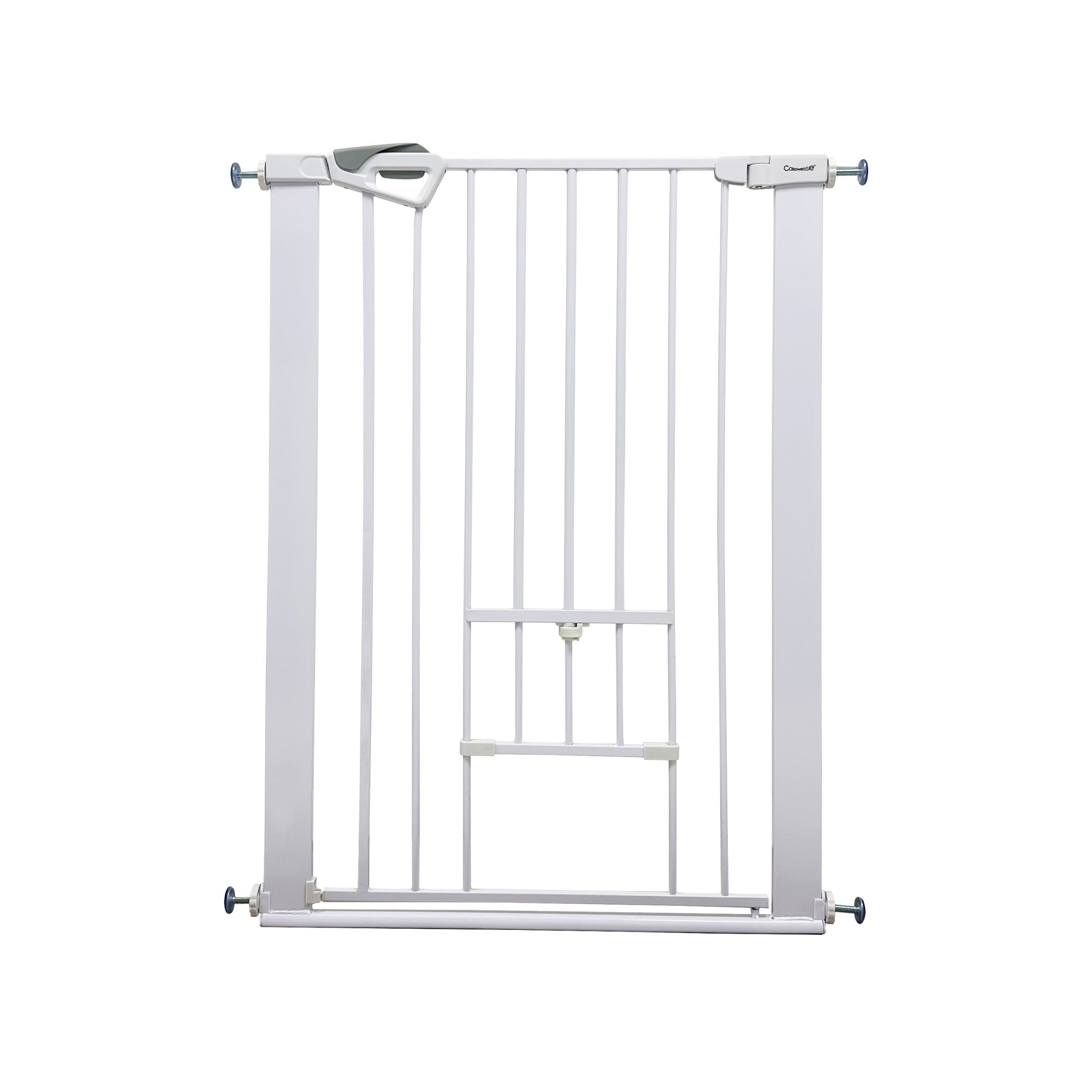 Callowesse Akita Extra Tall Baby & Pet Pressure Fit Door & Stair Safety Gate with Pet Opening | 75 - 82cm x H99cm - White - Baby&More