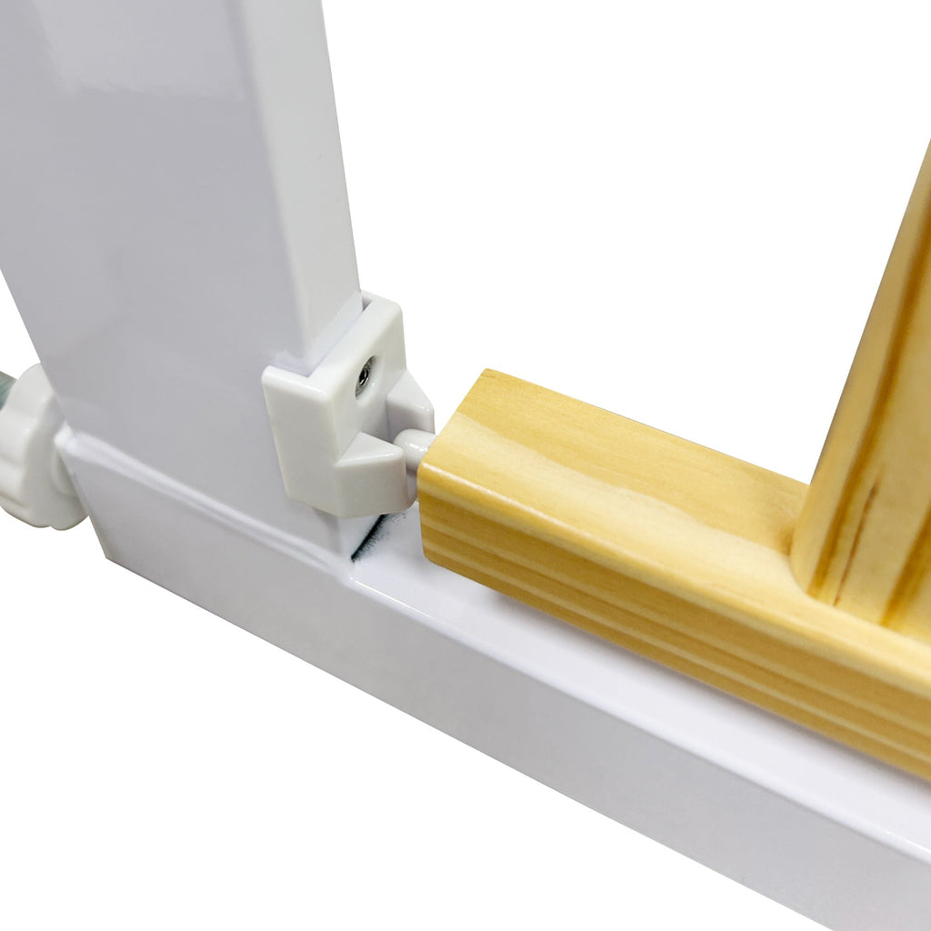 Callowesse Design Wood & Metal Pressure Fit Baby & Toddler Door & Stair Safety Gate - 76-83cm x H77cm - White - Baby&More