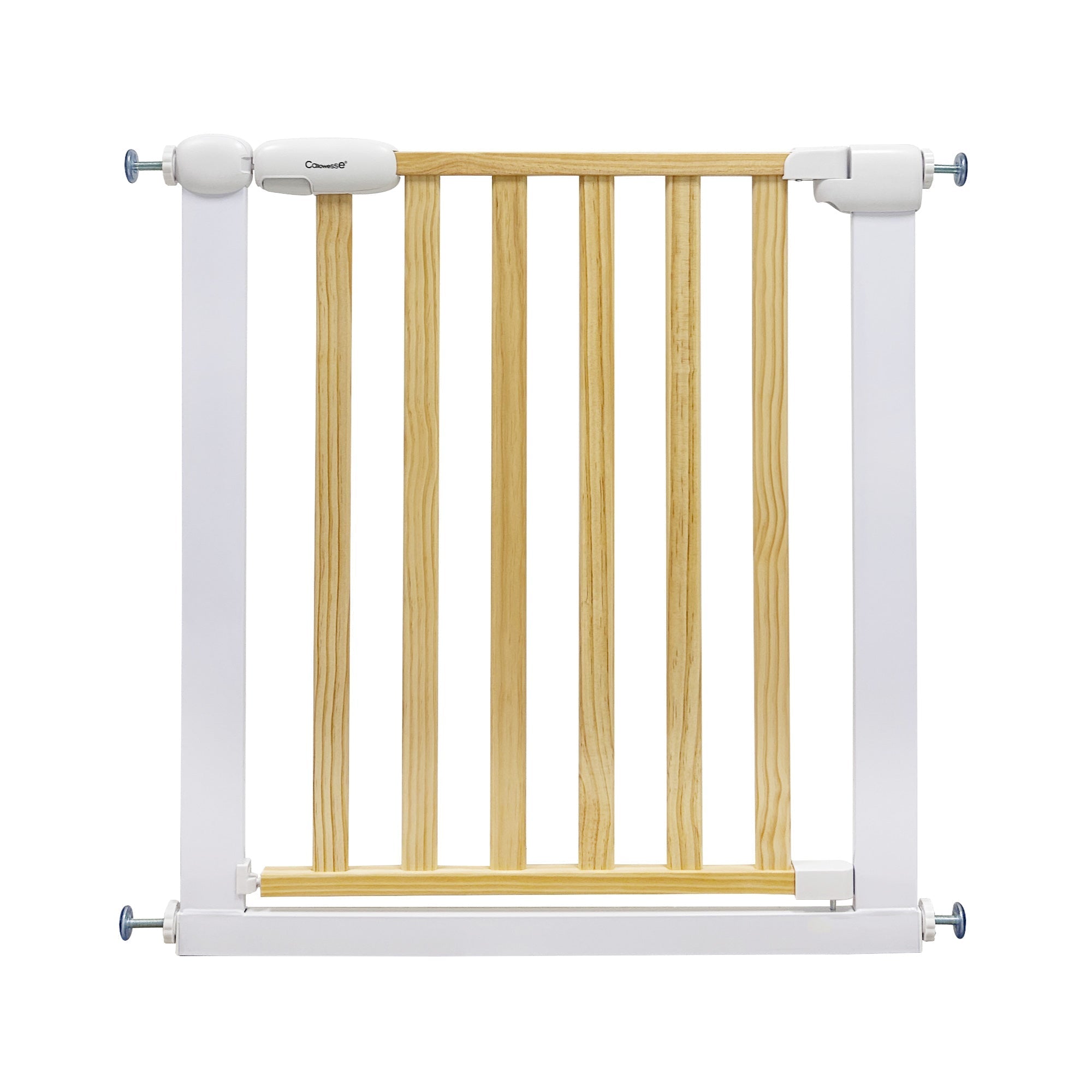 Callowesse Design Wood & Metal Pressure Fit Baby & Toddler Door & Stair Safety Gate - 76-83cm x H77cm - White - Baby&More
