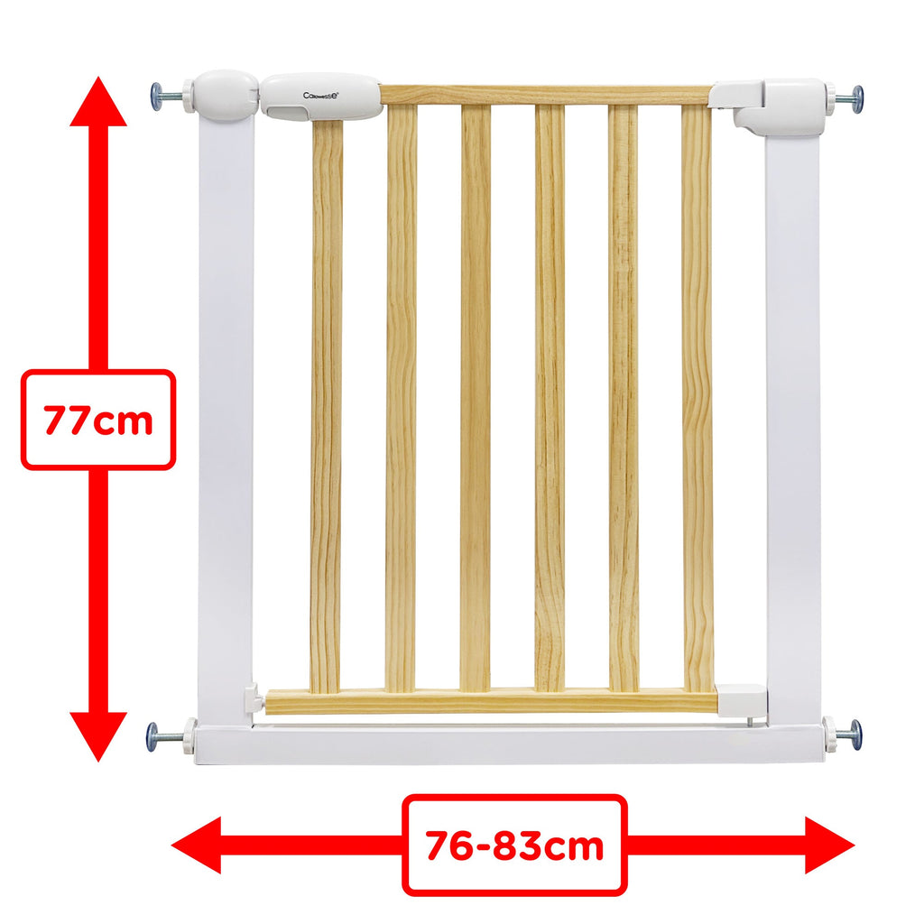 Callowesse Design Wood & Metal Pressure Fit Baby & Toddler Door & Stair Safety Gate - 76-83cm x H77cm - White - Baby&More