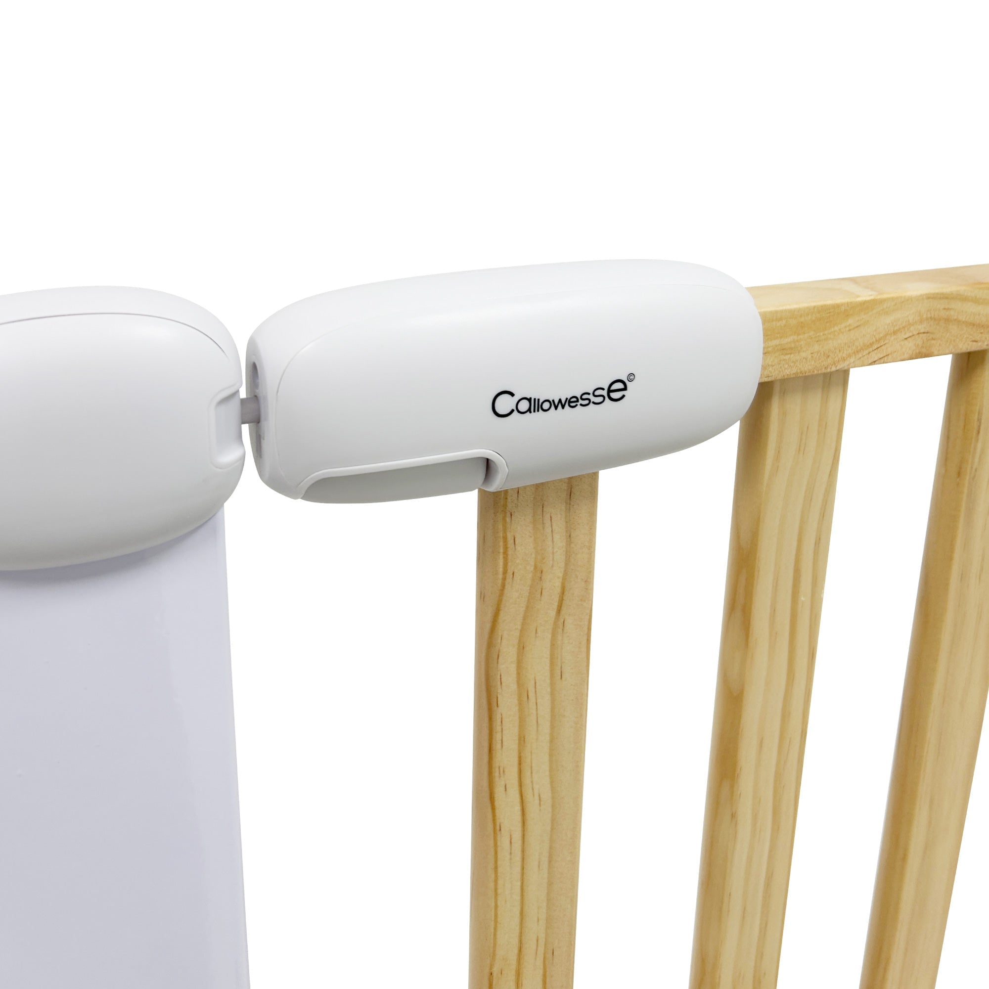 Callowesse Design Wood & Metal Pressure Fit Baby & Toddler Door & Stair Safety Gate - 76-83cm x H77cm - White - Baby&More