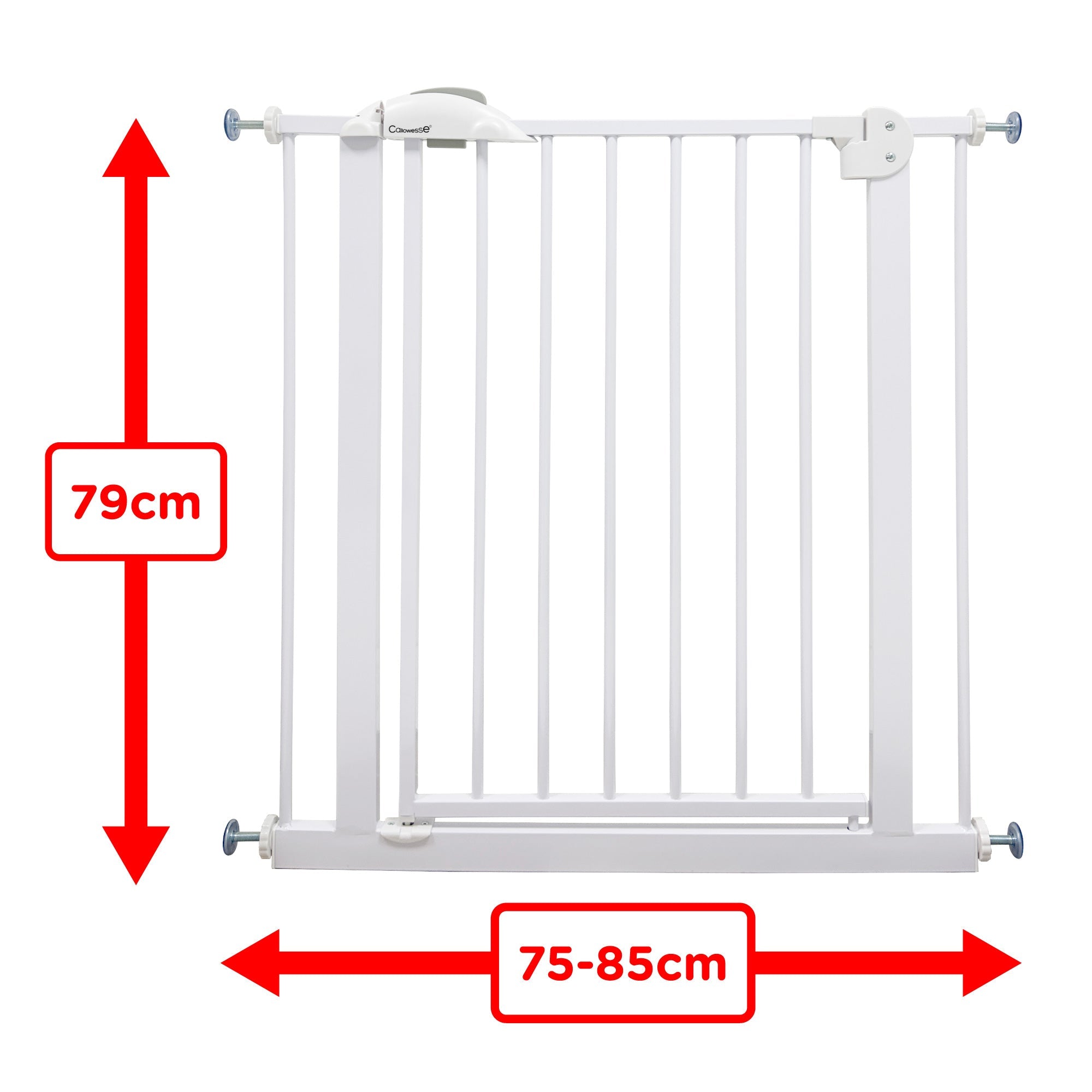 Callowesse Kangal Baby & Toddler Pressure Fit Door & Stair Safety Gate - 75 - 85cm x H79cm - White - Baby&More
