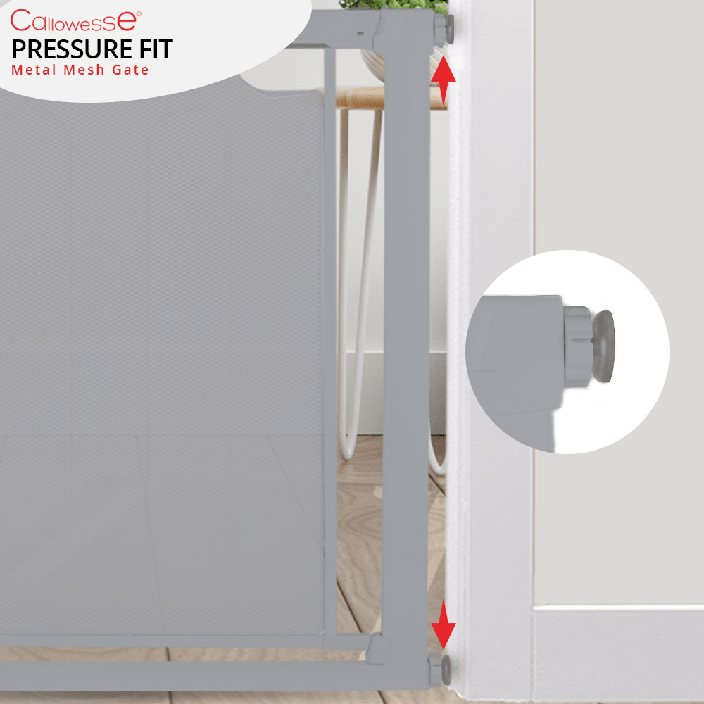 Callowesse Metal Mesh Baby Stair Gate - Ash Grey - Baby&More