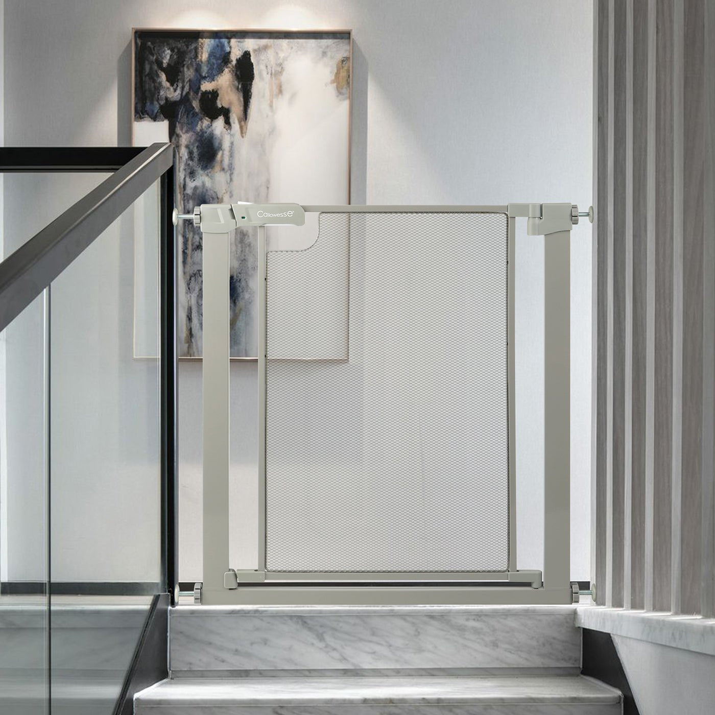 Callowesse Metal Mesh Baby Stair Gate - Ash Grey - Baby&More