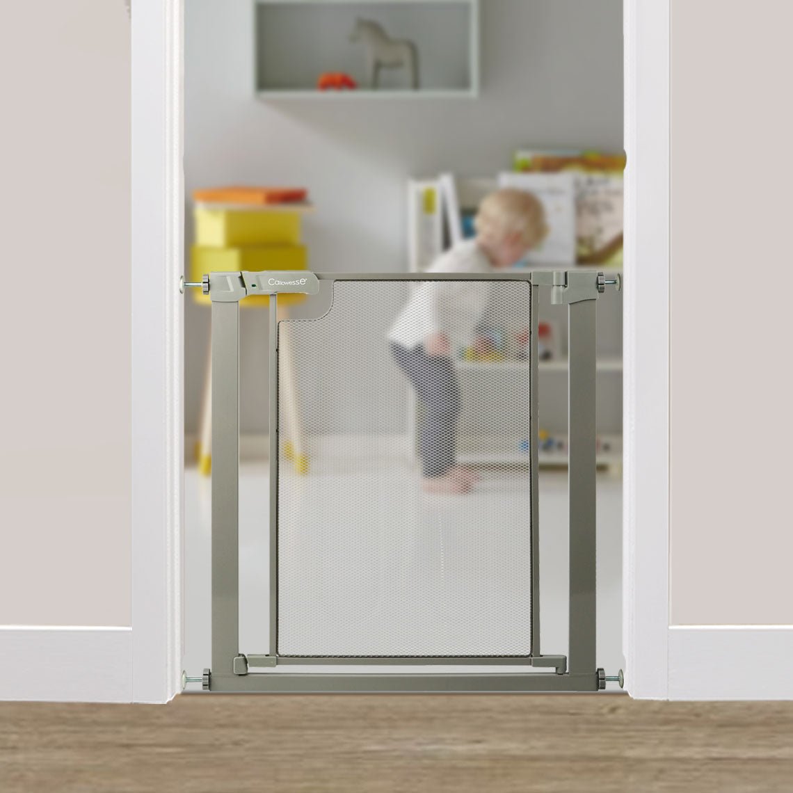 Callowesse Metal Mesh Baby Stair Gate - Ash Grey - Baby&More