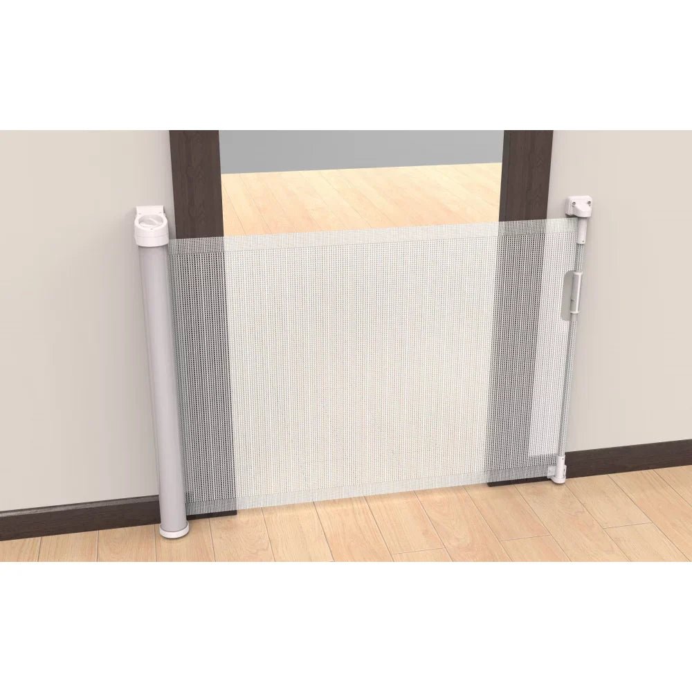 Callowesse Omni - Directional Retractable Stair Safety Gate 0 - 130cm – White & Silver - Baby&More