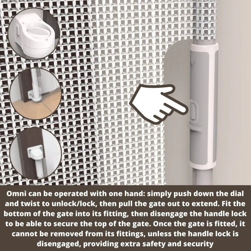 Callowesse Omni - Directional Retractable Stair Safety Gate 0 - 130cm – White & Silver - Baby&More