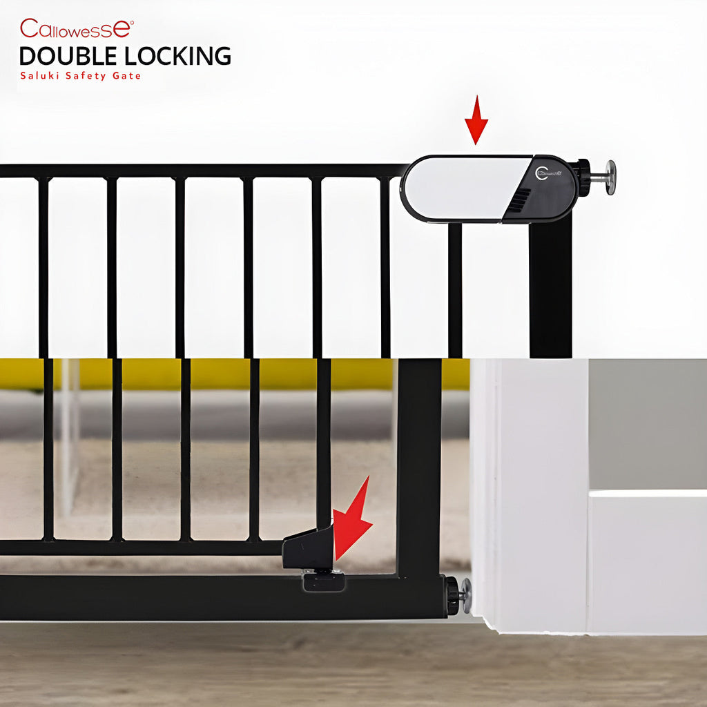 Callowesse Saluki Tall & Narrow Pressure Fit Child & Pet Safety Gate - 65-70cm x H96cm - Black