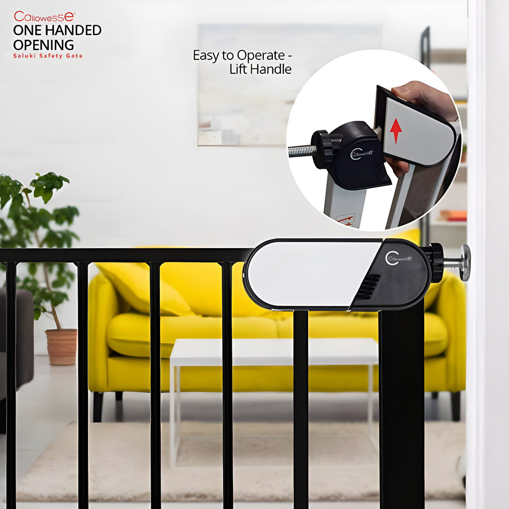 Callowesse Saluki Tall & Narrow Pressure Fit Child & Pet Safety Gate - 65-70cm x H96cm - Black