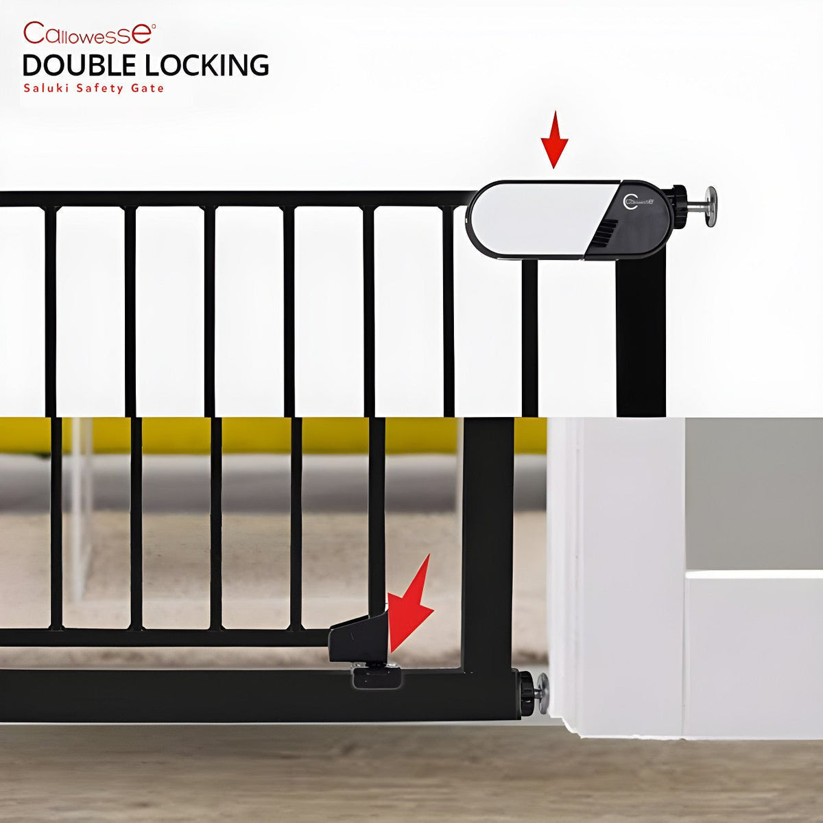 Callowesse Saluki Tall & Narrow Pressure Fit Child & Pet Safety Gate - 65-70cm x H96cm - Black - Baby&More